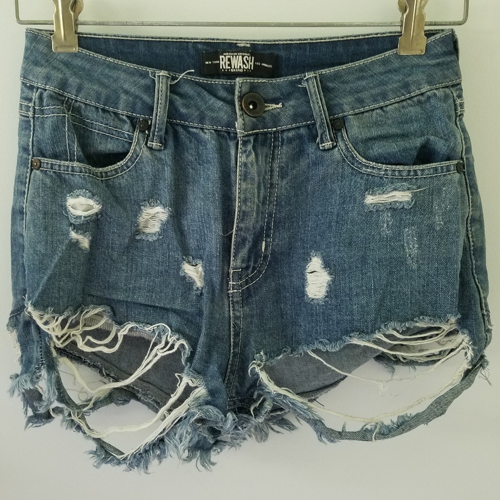 Rewash High Waisted Ripped Shorts